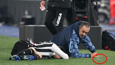 Lazio - Udinese maçında Maurizio Sarri'nin talihsiz anı