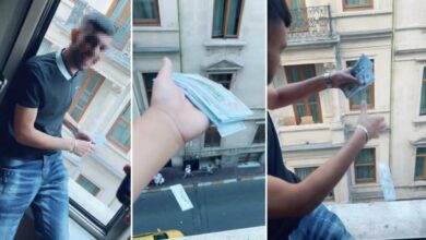 Beyoğlu'nda otel penceresinden dolar saçan kişi yakalandı